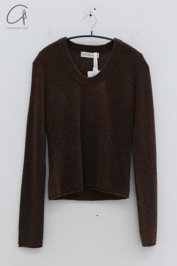 SWAYING 24 Autumn and Winter Low Round Neck Wool Bottoming Shirt SW-SW24AW1T23-ZONG Brown SW24AW1T22